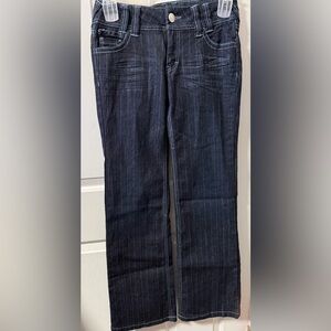 Women's Vintage Y2K Bongo Grunge Low Rise Dark Wash Pinstripe Bootcut Jeans Sz 5